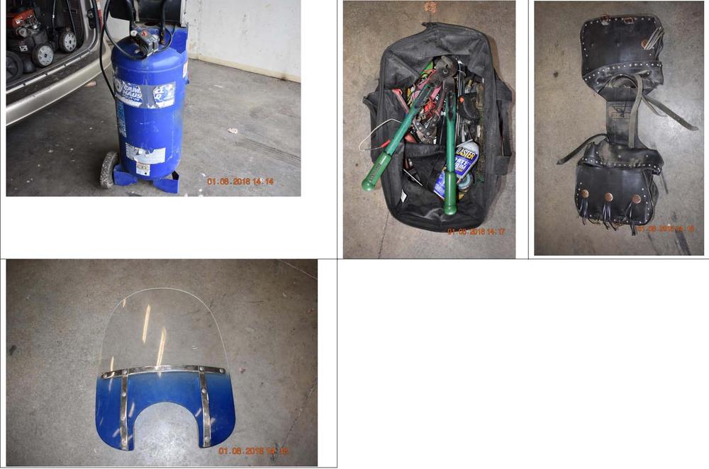 Images of air compressor and tools. 